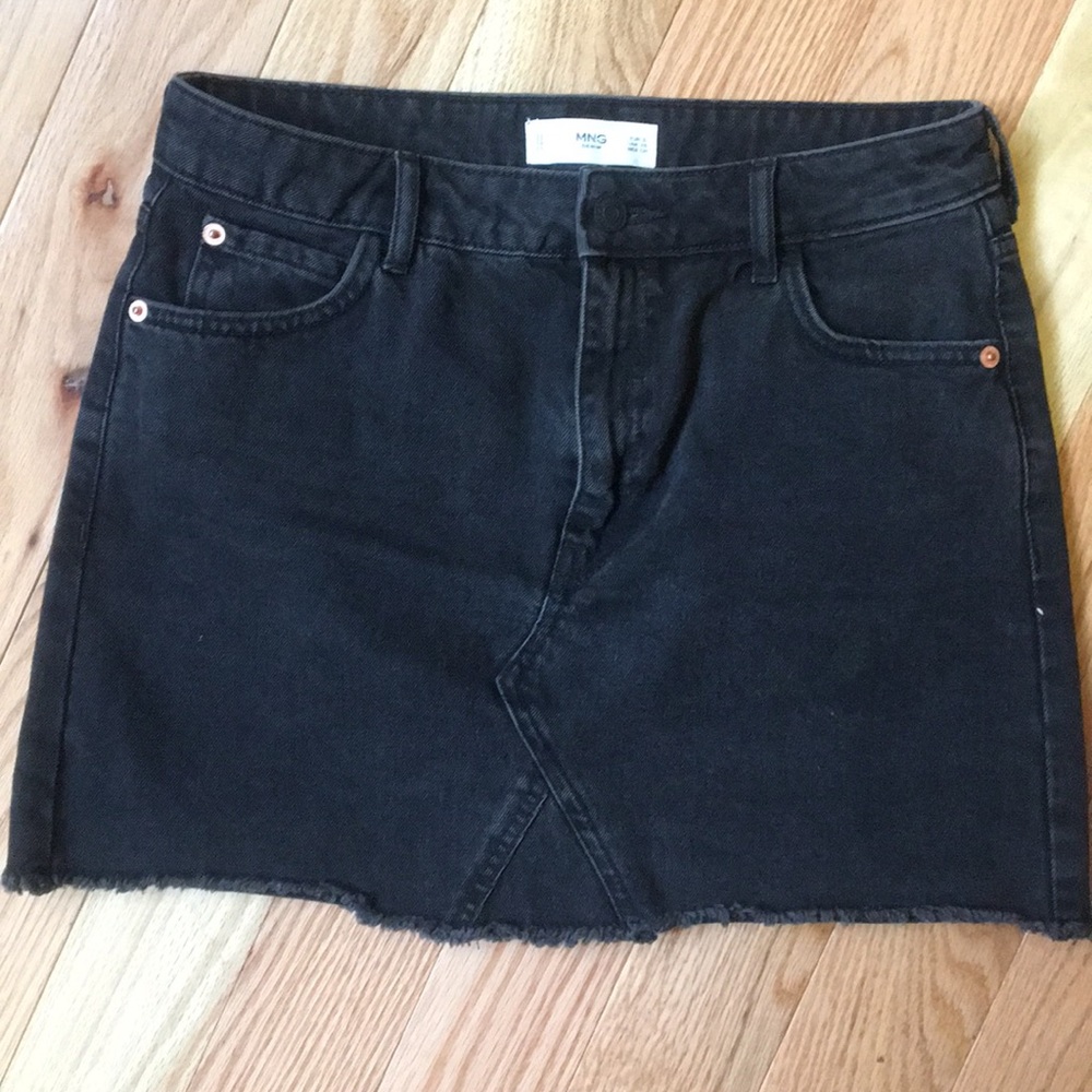 Black denim skirt